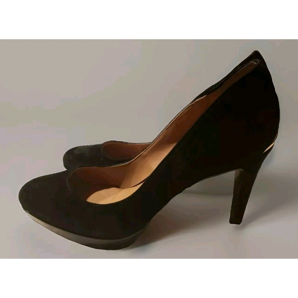 Sz‎ 7.5 M Calvin Klein Paulette Black Suede 4" Heels 1/2 Inch Platform  EUC